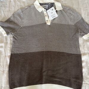 Denim & Flower Brown and Cream Knit Polo